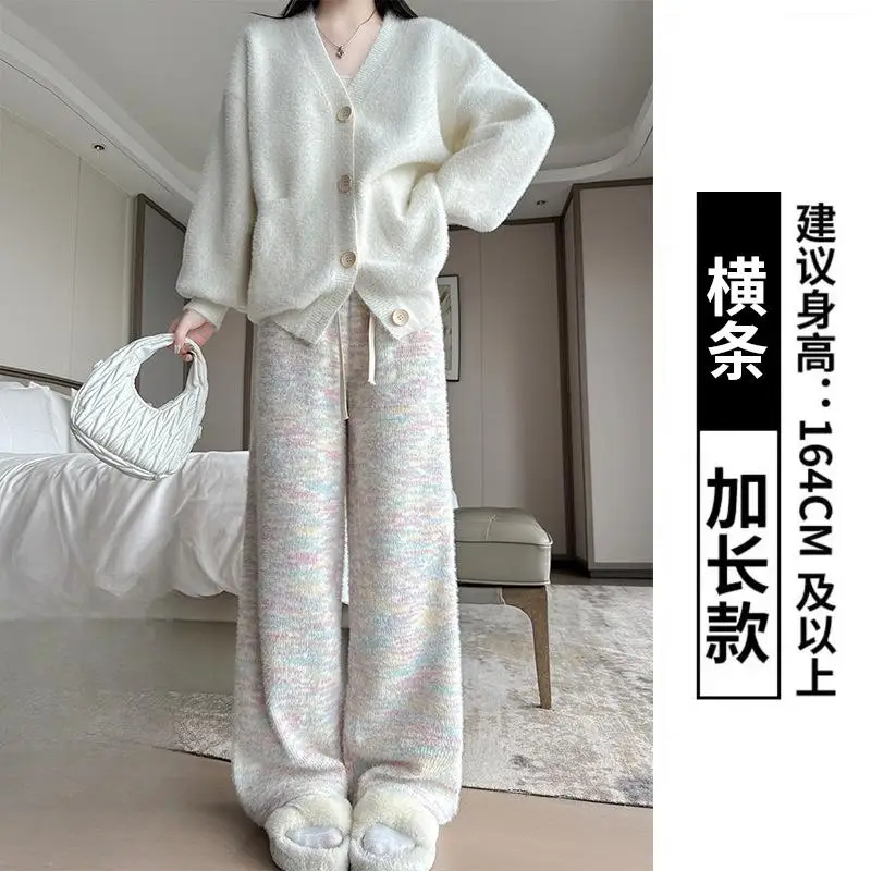 بنطال ذو قصة أرجل واسعة محبوك المرأة الكورية الصيف الحضرية عادية جديدة في الهواء الطلق عطلة تنفس مشروط المرقعة فلوي Femininas #5