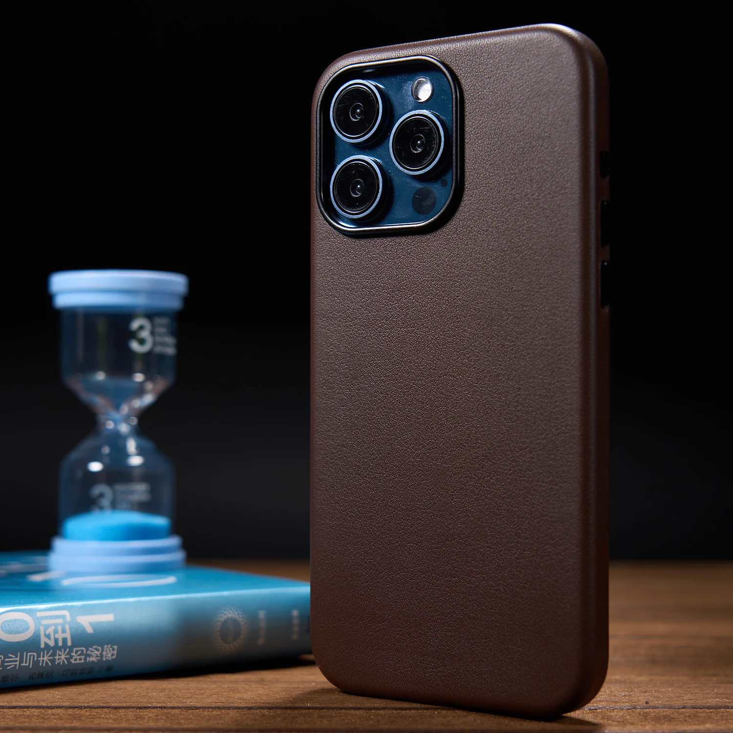 

Genuine Leather Case for iPhone 15 Pro,Cow Leather iPhone 15 Pro Cover Strong Magnetic,Coffee Color