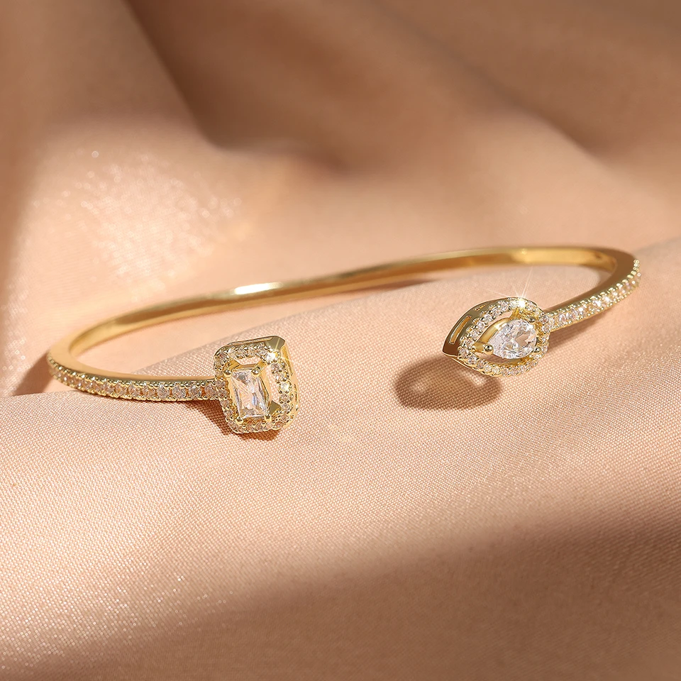 3pcs AAA Cubic Zirconia Adjustable Open Bangle Bracelets
