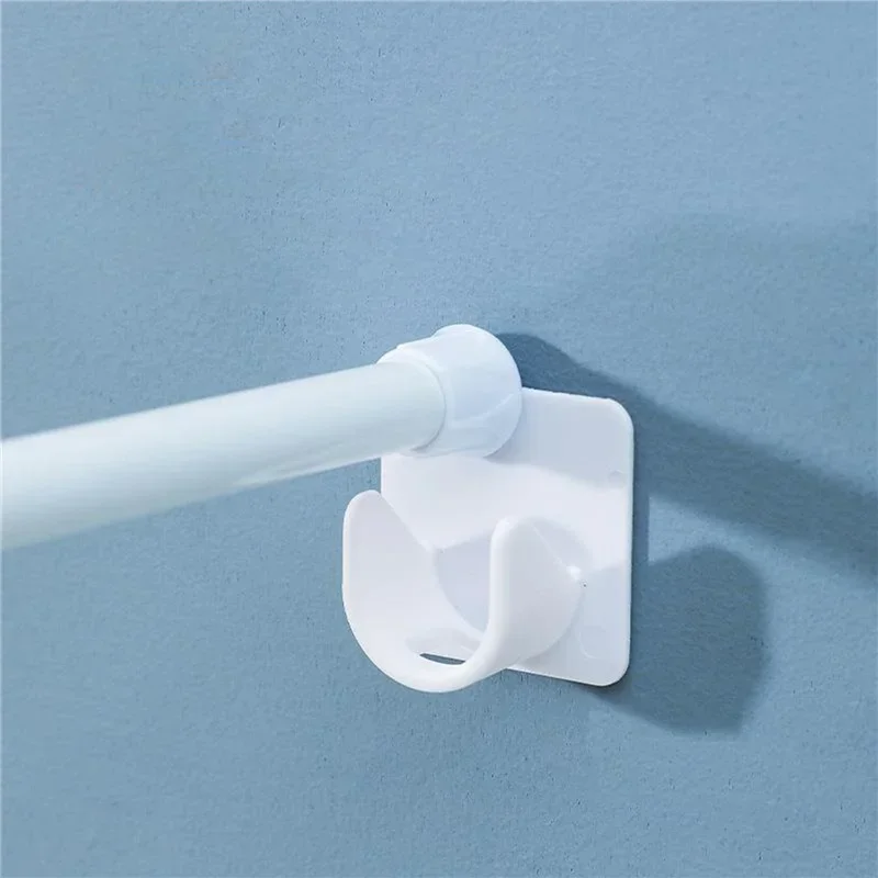 2Pcs Self Adhesive Punch-free Household Telescopic Pole Support Sticker Telescopic Rod Holder Crossbar Wall Hooks Fixing Bracket