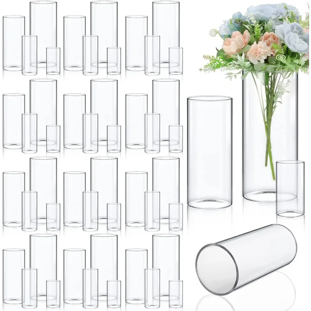 48 PCs Glass Cylinder Vase Different Sizes(4'', 6'', 8'', 10'' High) for Wedding Reception Modern Serene Spaces Glass Vases