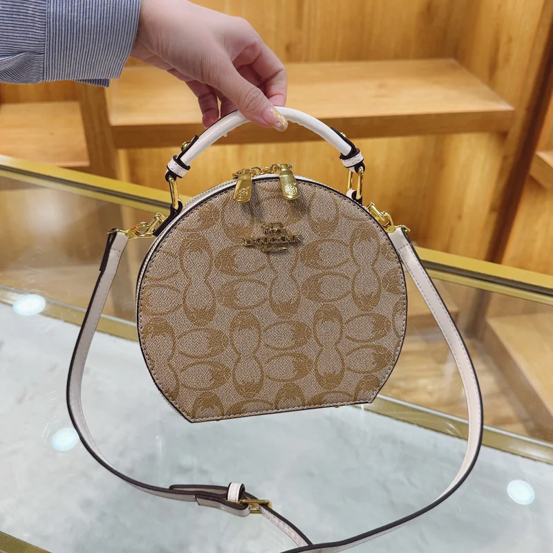 

2025 Women's Trendy Premium Round Bag - Vintage Print Top Handle/Shoulder/Crossbody Small Pie