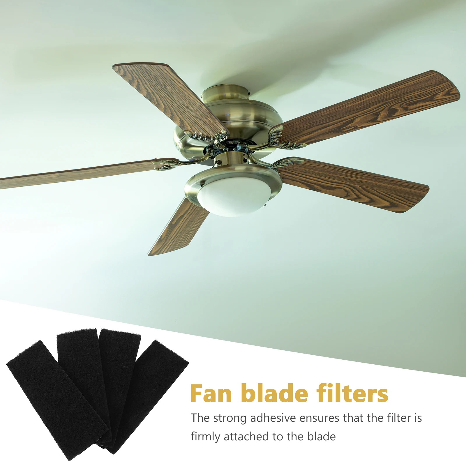 

4pcs Activated Carbon Filters for Ceiling Fans Self Adhesive Blade Filters Universal Cotton Fan Supply Home Accessories