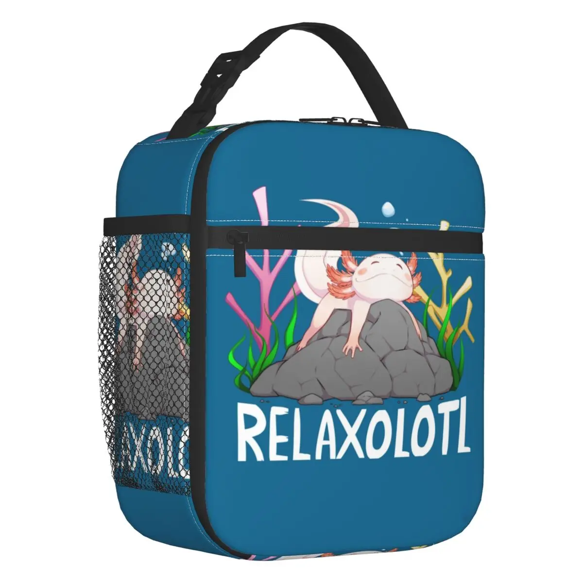 

Relaxolotl Cute Relaxing Axolotl Insulated Lunch Bags for Outdoor Picnic Salamander Animal Resuable Thermal Cooler Bento Box Kid