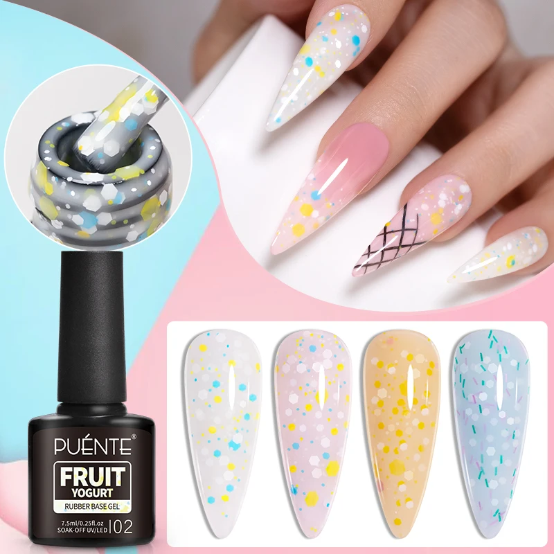 PUENTE 7.5ML Colore pastello Glitter Paillettes Base in gomma Gel Smalto per unghie Soak Off UV Semi-Permanente Vernice per unghie per manicure