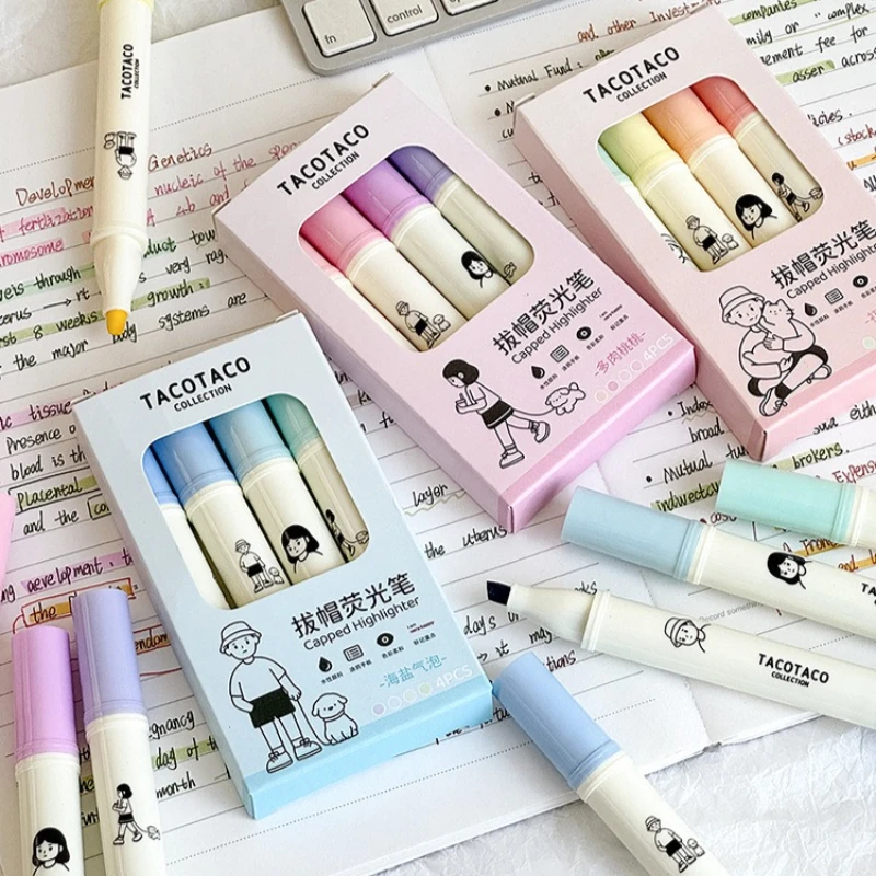 Kawai Highlighter stroke key  popular handbook pen light color eye protection soft drawing contour marker pen wholesale lovely