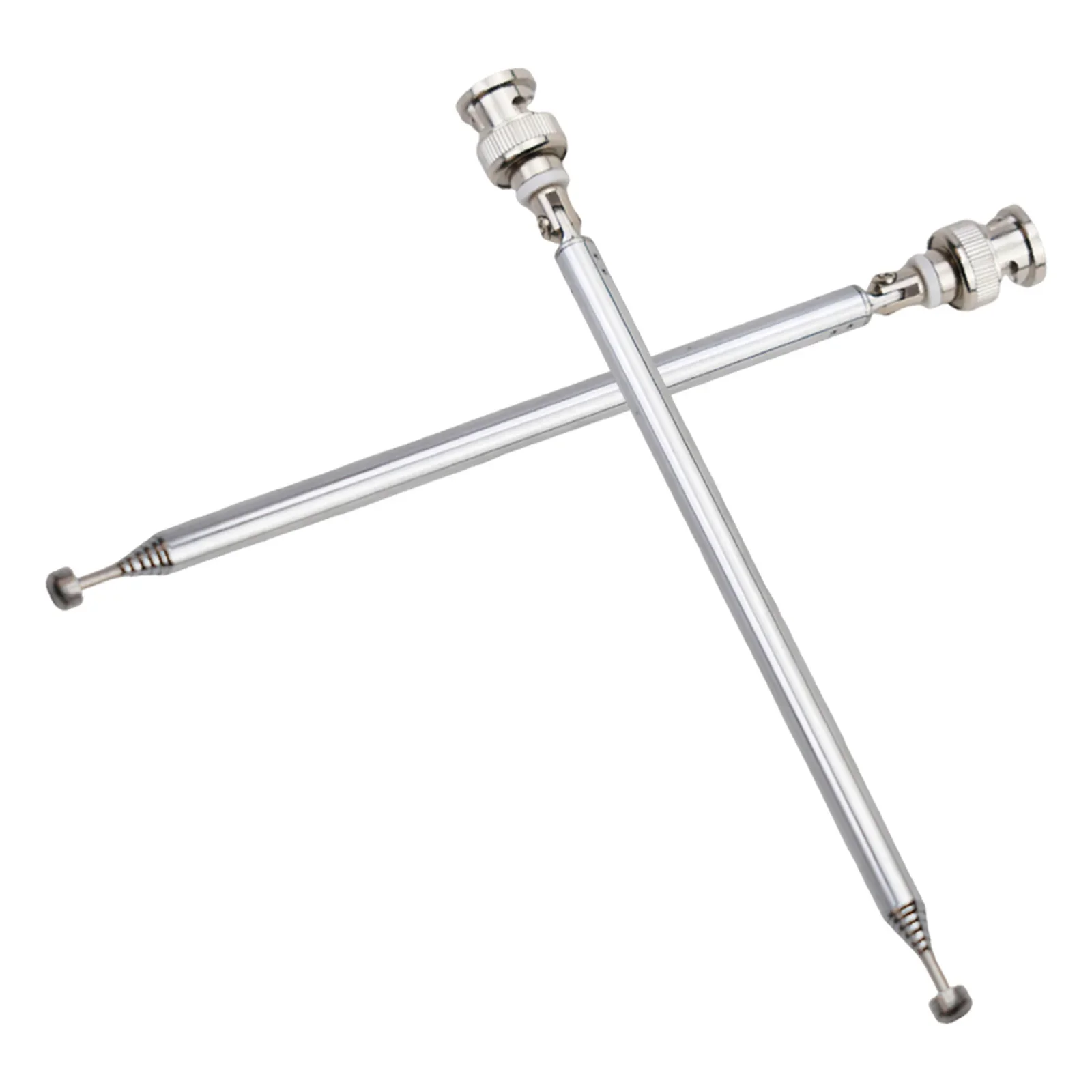 2 Pcs Radio Scanner Antenna Elasticated Antenna 20-1300MHz 7 Section Stainless Steel Silver Tone Telescopic BNC CB Antenna