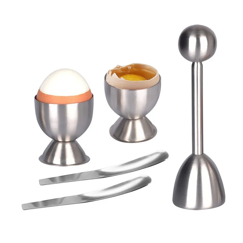 5Pcs Egg Tool Set, Egg Opener with Holder & Spoon, Household Kitchen Gadget