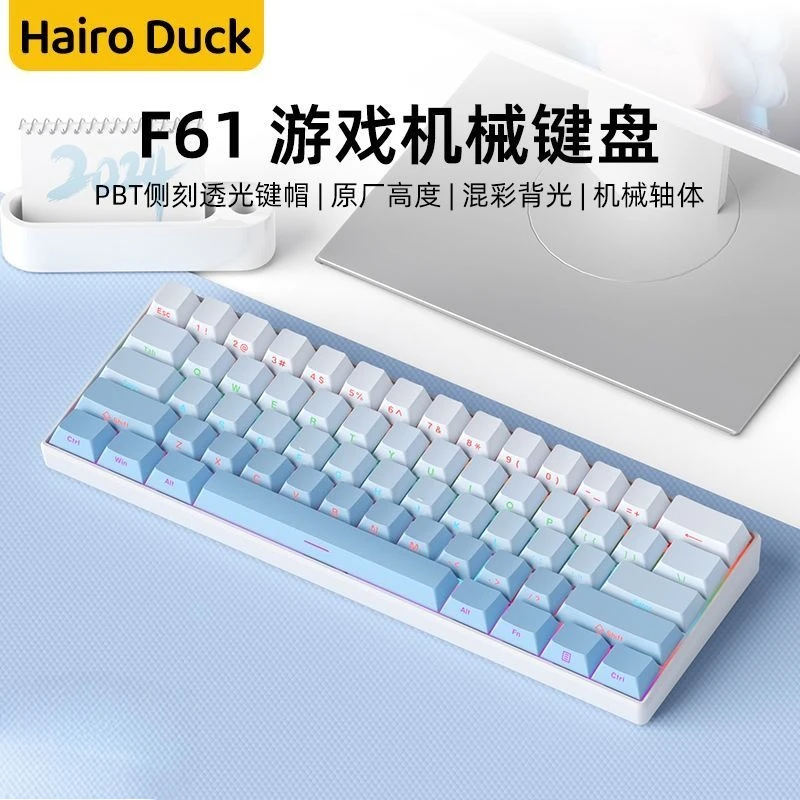 Tastiera meccanica RGB 61 tasti di tipo C Copritasti che cambiano colore per ufficio da gioco con stampa laterale sfumata per amanti pastello