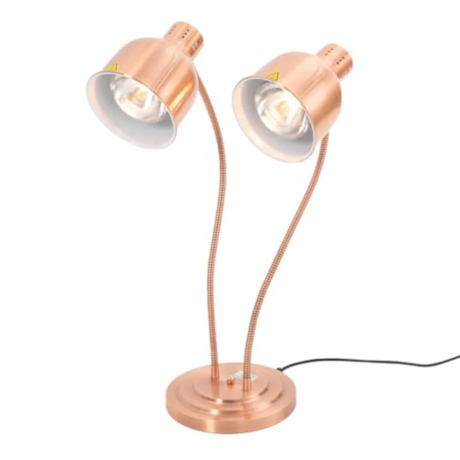 

Commercial Food Warmer for Restaurant/Home Buffet, Stainless Steel Rose Gold, 500W Double Head with 360 Adjustable Arms, Heat L