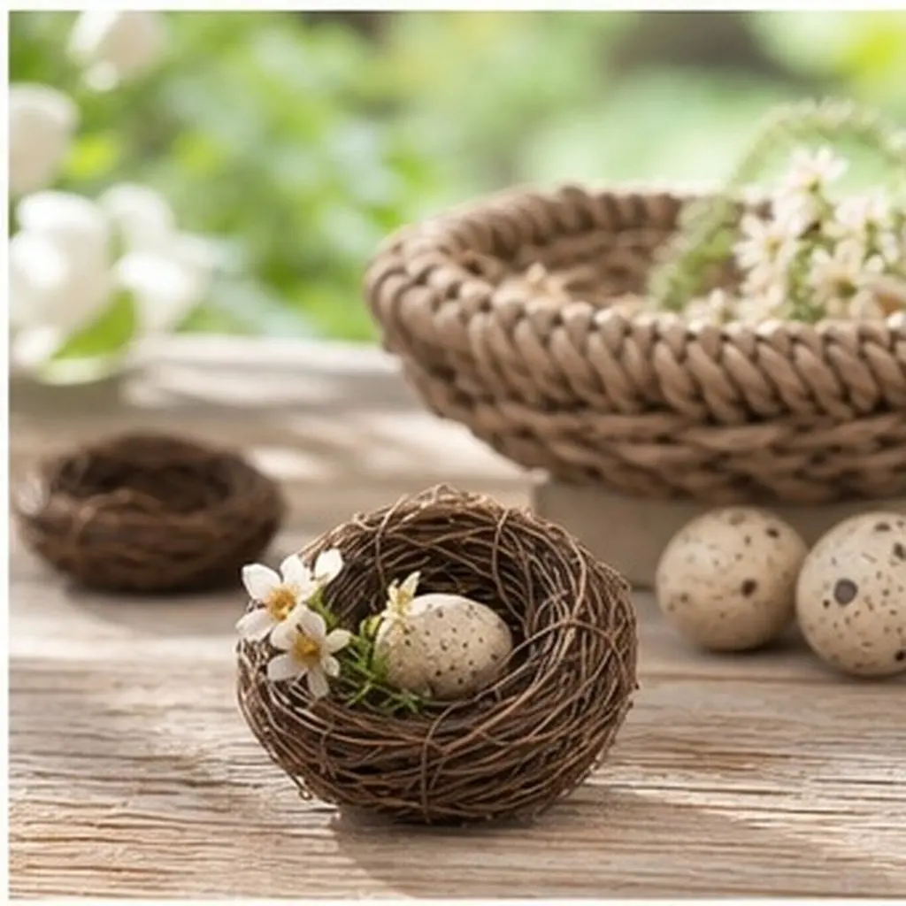 6Pcs Rattan Bird Nest Decorative Ornaments Indoor Outdoor Garden Nest Decor Home Craft Props Artificial Nests Rattan Bird Nests