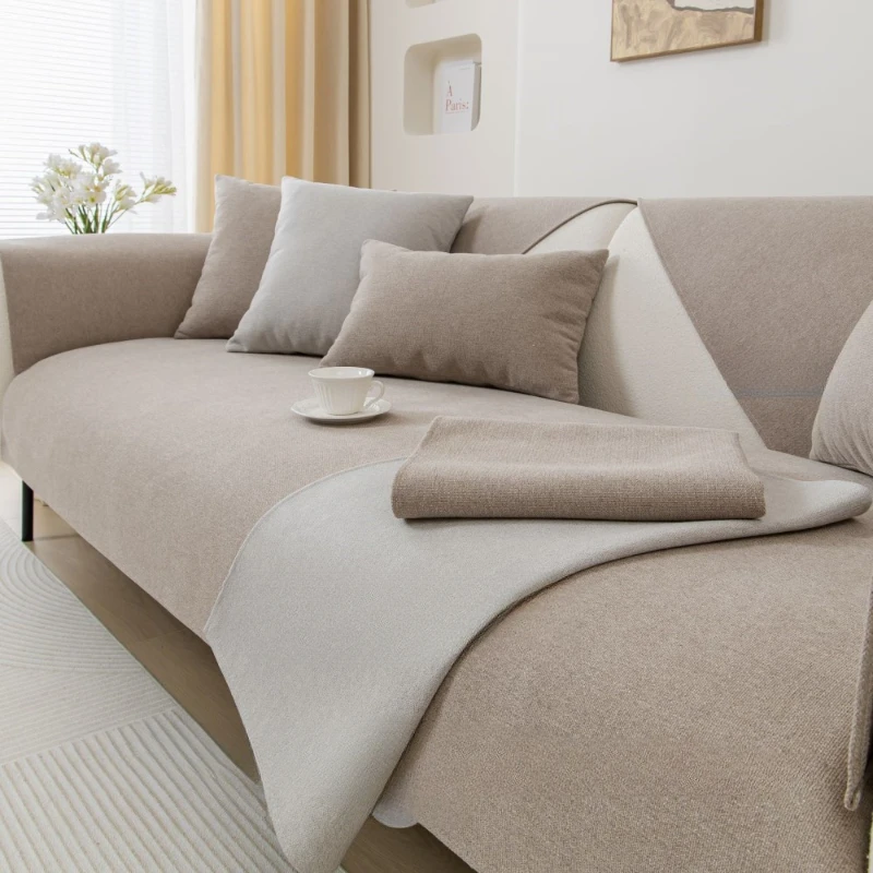 

New Cotton Linen Simplicity Sofa Cover Solid Color Four Seasons Universal Sofa Cover Anti Slip Home Sofa Cushion Covers Cloth