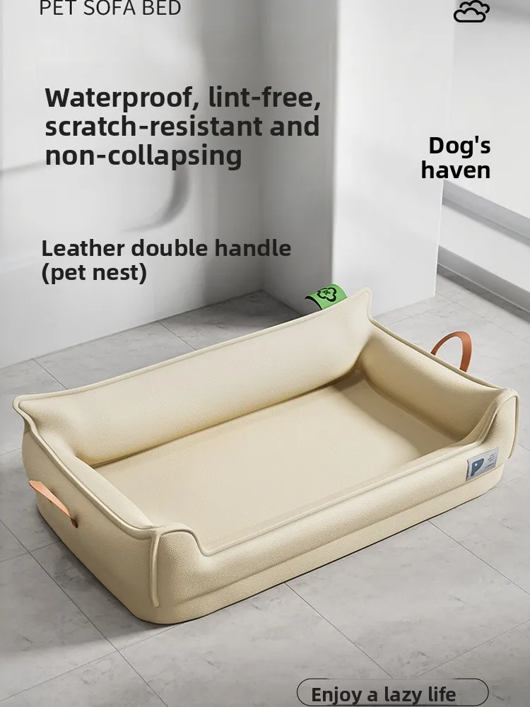 

Waterproof Leather Dog Bed Couch Sle Pet Nest Detachable Waable Suitable for Small Medium Large Dogs All Seasons Use