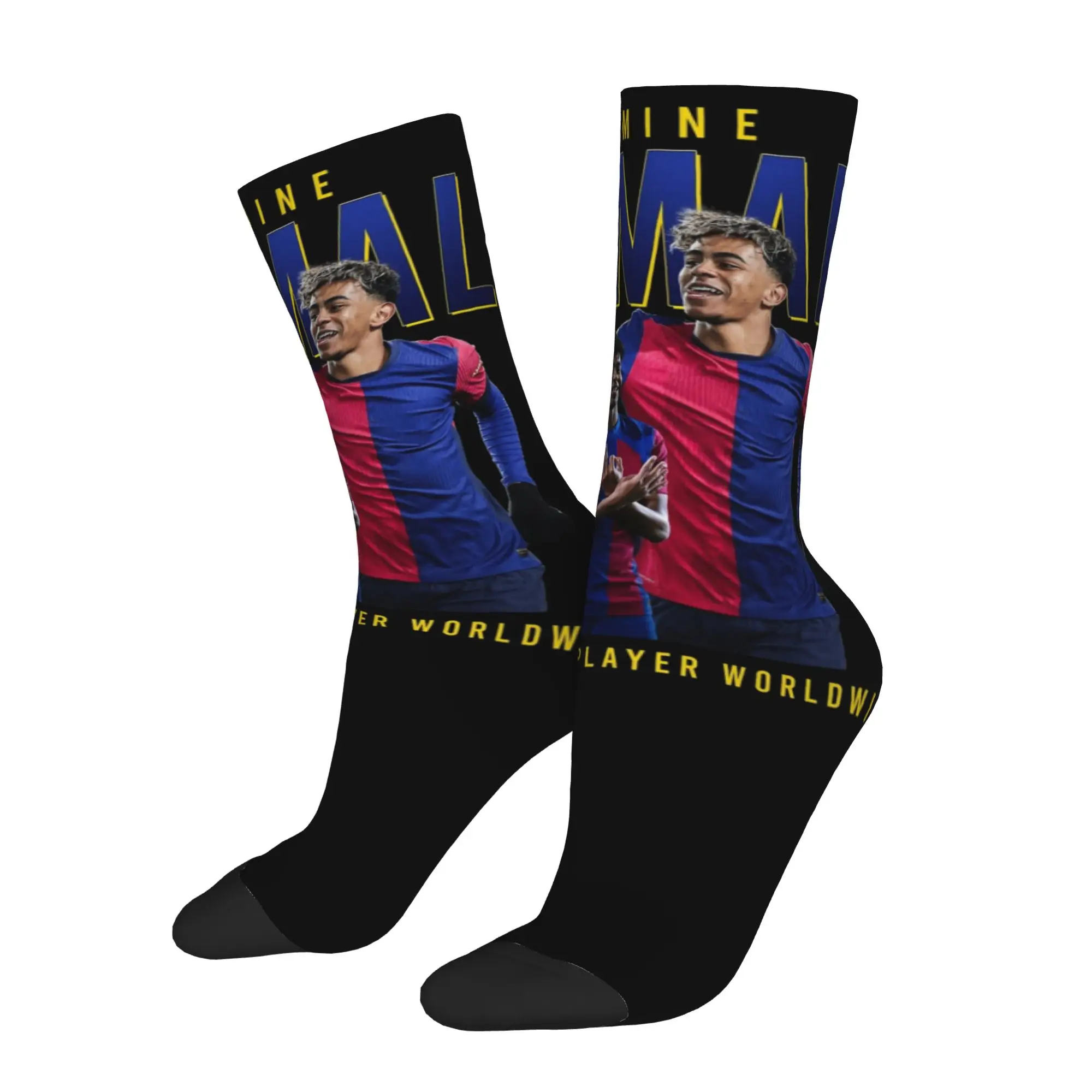 Crazy Design Lamine Y-Yamal Sports Socks Football Soccer Polyester Middle Tube Socks for Unisex Non-slip