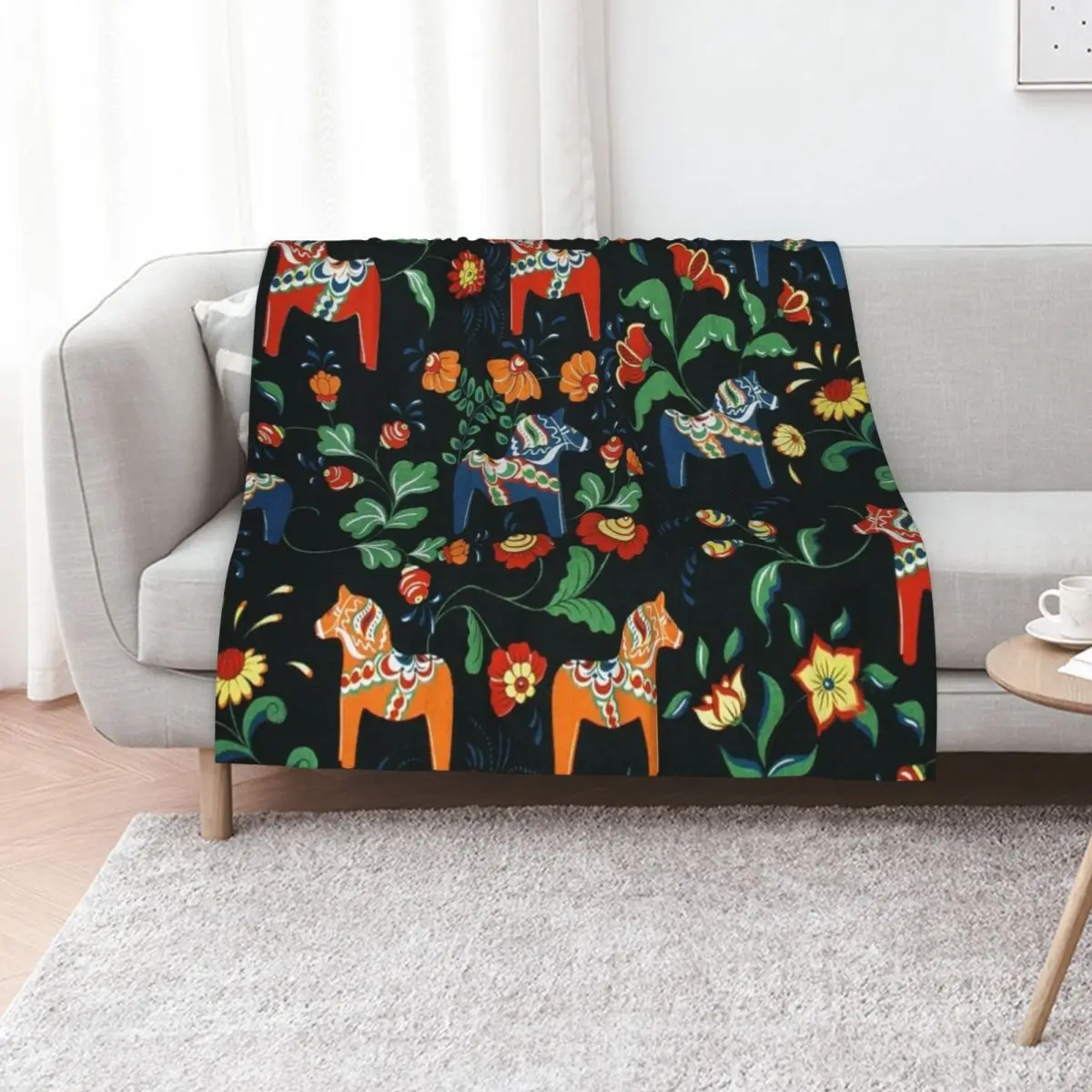 BEST SELLER - Swedish Dala Horse Throw Blanket Designers Decorative Beds Sofas warm winter Cute Blankets