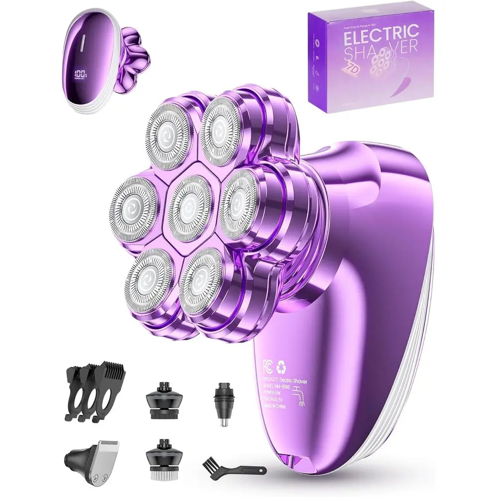 

5-in-1 Electric Shaver for Women, 7-Day Magnetic Body Hair Removal, Waterproof Wet/Dry Trimmer with LED Display, Rechargeable fo
