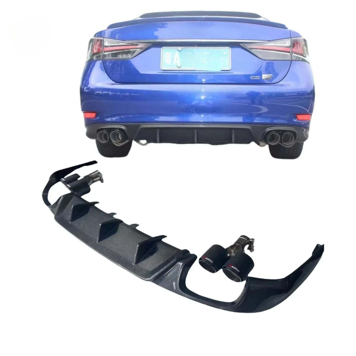 Carbon Fiber Rear Diffuser Silver Style Diffuser Exhaust Body Kit for Lexus GS200T GS250 GS300 GS350450H 2012-2021 Upgrade