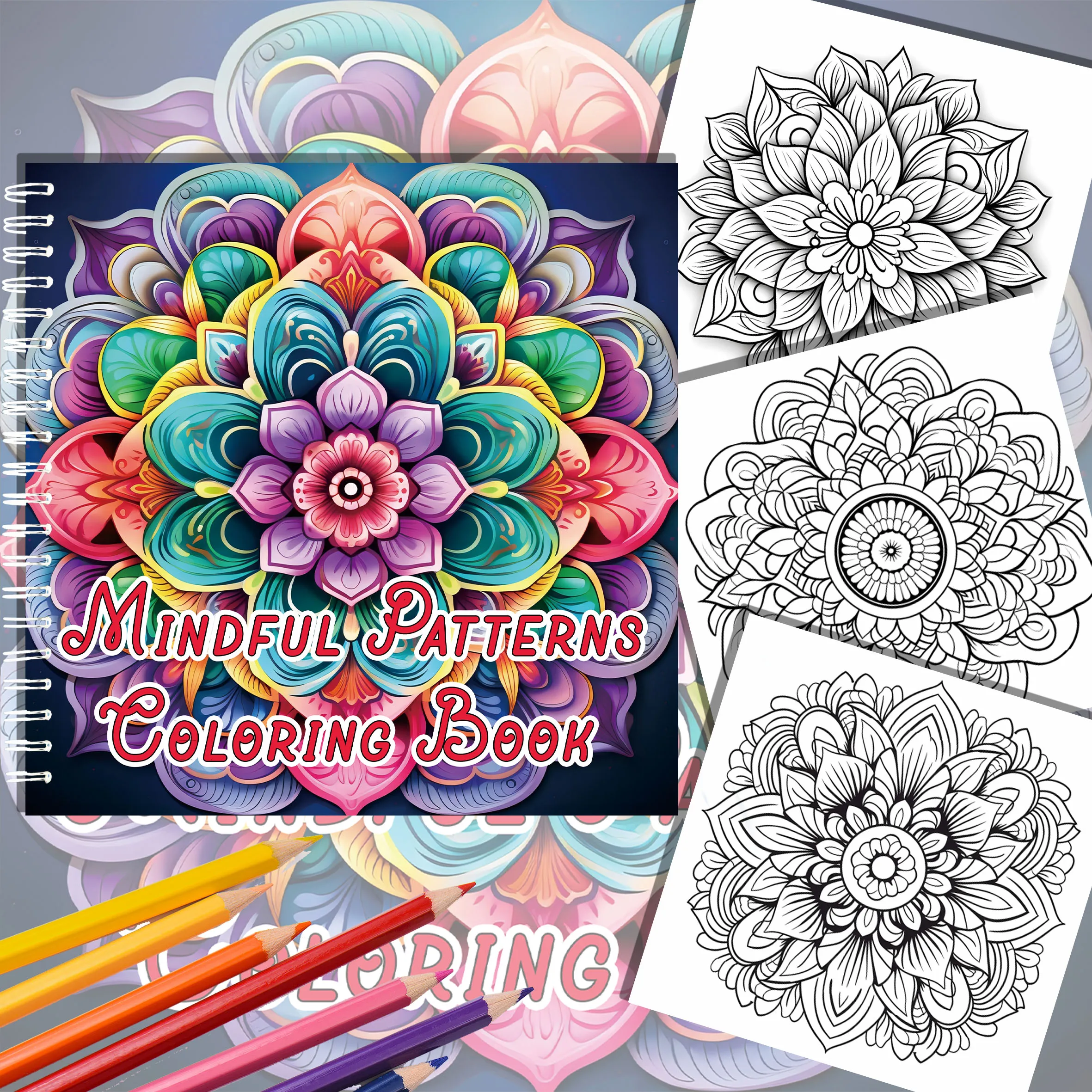 2pcs Art Coloring Book 24 Page Mandala Flowers Adult Picture Book SIMPLE BOLD Relieve Stress Kill Time Graffiti Painting Drawing