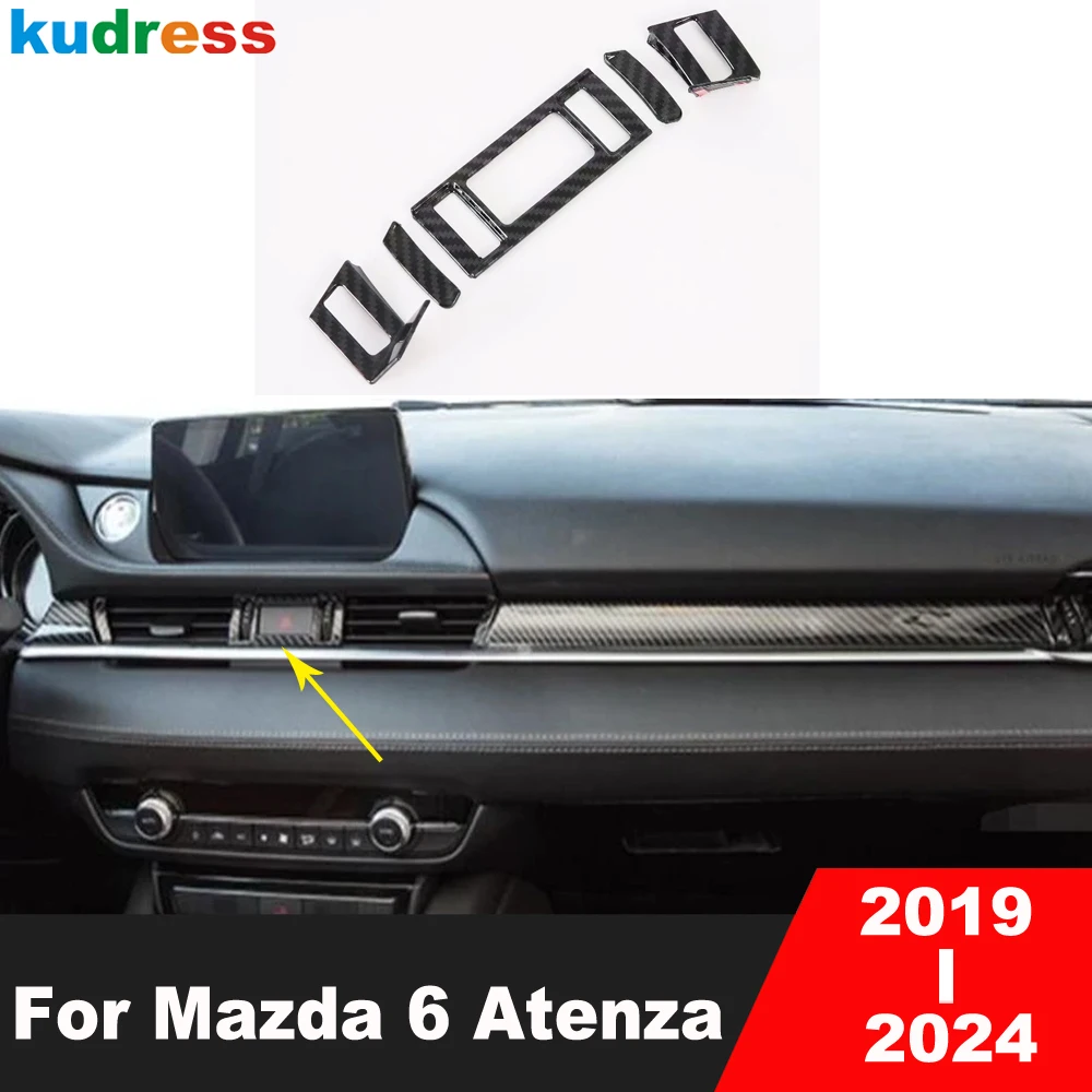 

Для Mazda 6 Mazda6 Atenza 2019-2023 2024, передняя центральная вентиляционная крышка из углеродного волокна автомобиля, накладка, аксессуары для интерьера