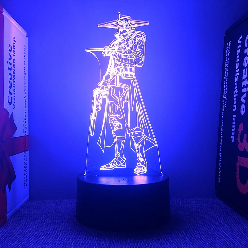 Valorant Figure Cypher 3d Led Lamp For Bedroom Custom Game Hero Acrylic Night Lights Gaming Room Decor Brithday Gift