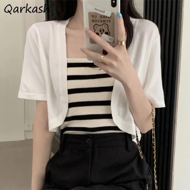 

Crop Jackets Women Casual Summer Outwear Sun-proof Fashion All-match Simple Thin Streetwear Soft Mujer Basic Open Stitch Clothes