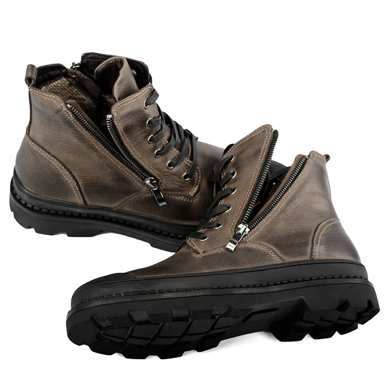 

Mens Genuine Cow Leather boots Men snow Handmade warm Men shoes winter boots Vintage