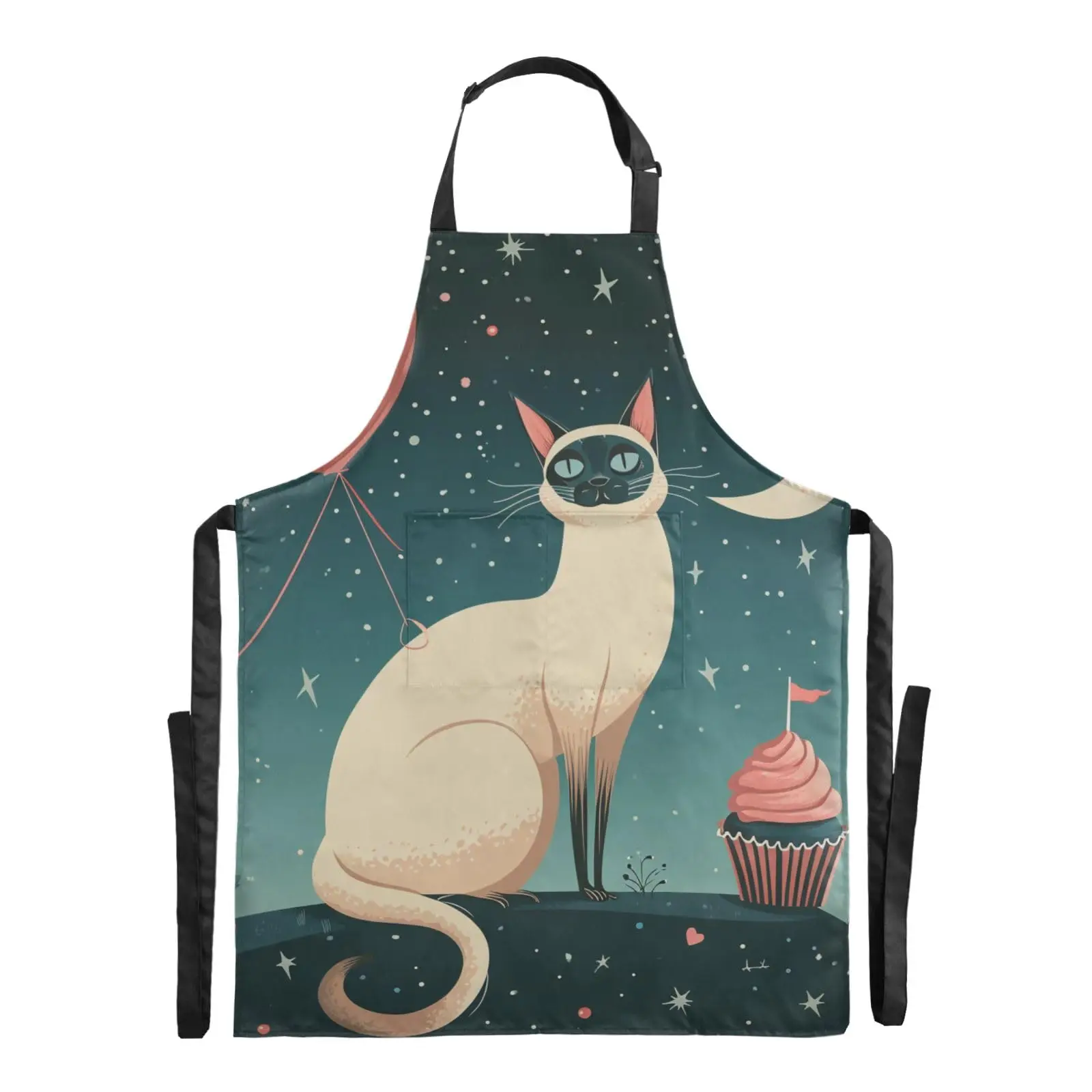 

Kitchen Aprons for Cooking Men with Pockets Waterproof Apron Cat Cartoon Bib Adjustable Baking Work