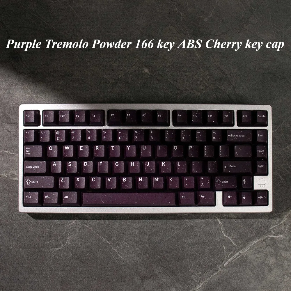 Purple glitter 166 key ABS cherry, keyboard keycaps, suitable for MX switches, custom mechanical keyboard accessories