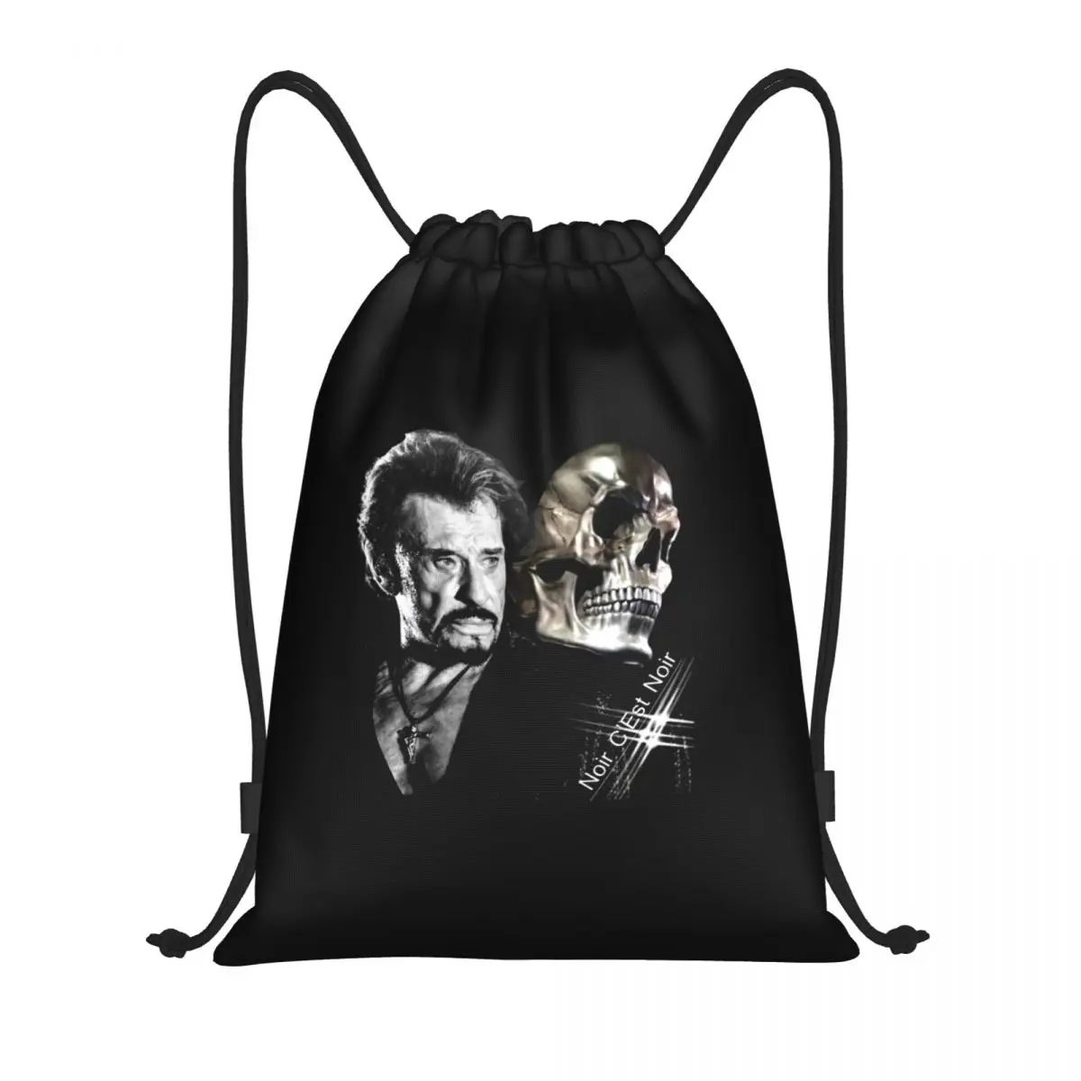 Custom Johnny Hallyday Drawstring Bag Men Women Lightweight France Rock Singer Sports Gym Storage Backpack