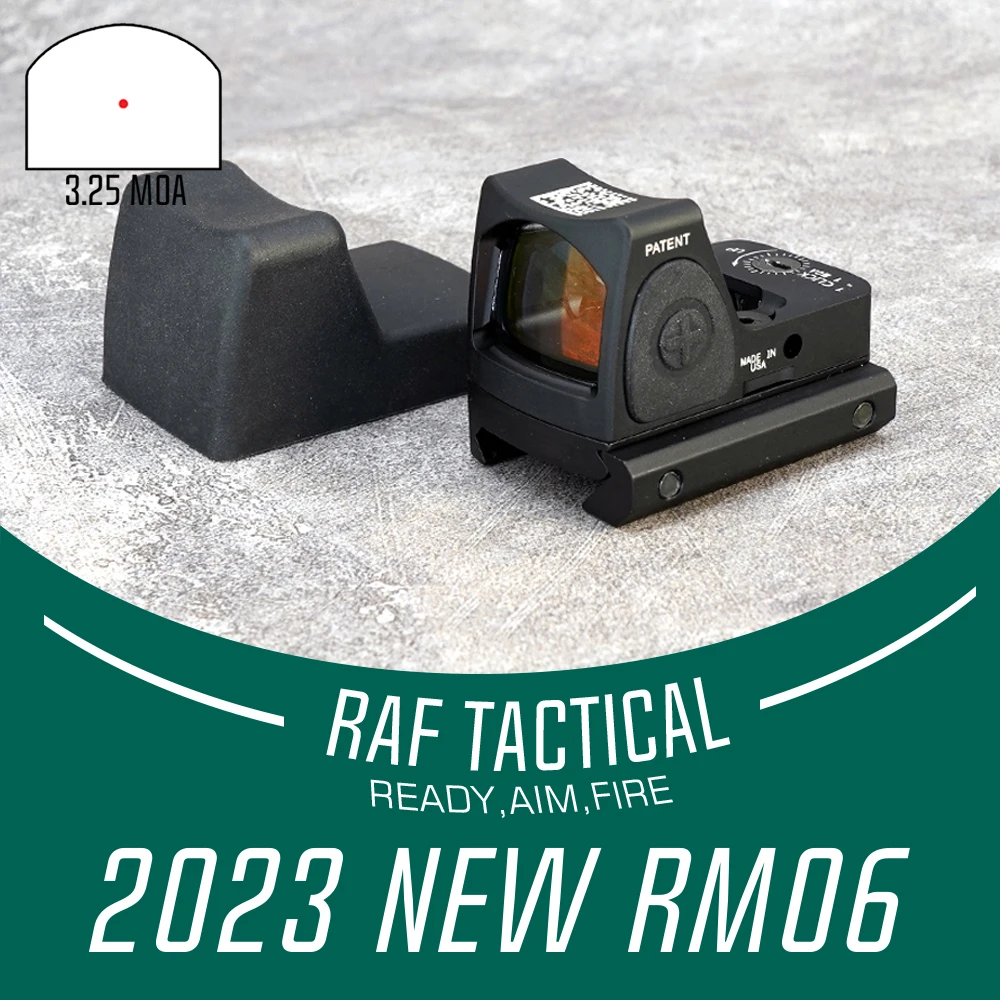 RM06 Ruggedized Miniature Reflex Sight 3MOA Type 2 Adjustable LED Features Eight Brightness Settings with 20mm Base Mount