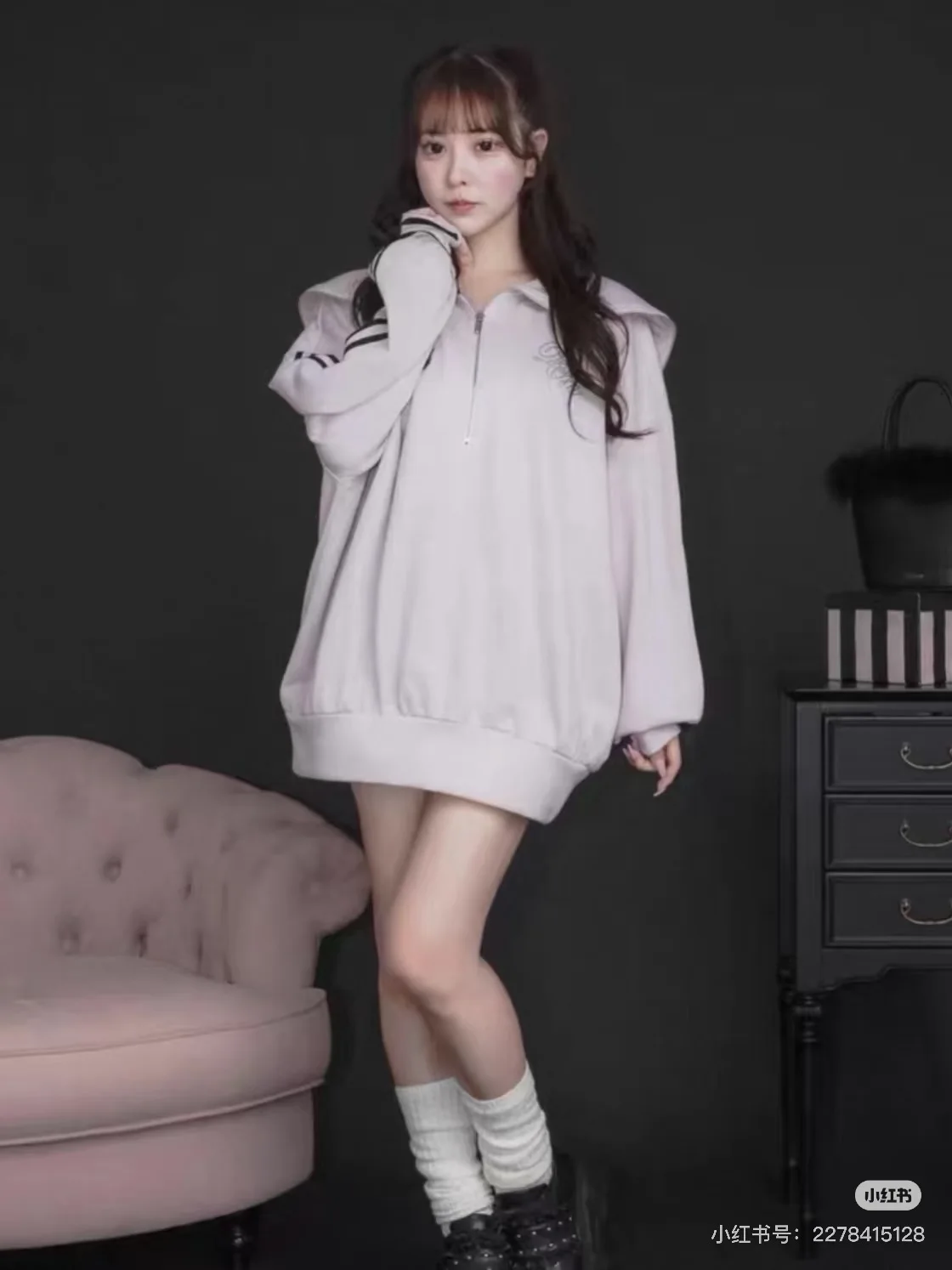 Commuter-sudaderas negras de manga larga con cuello azul marino para mujer, chaqueta de invierno con cremallera holgada y lazo a rayas, abrigos con capucha