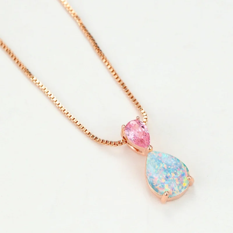 تصميم قلادة كلاسيكية رومانسية مع إكسسوارات قلادة كنز أسترالية مربعة الشكل على شكل قطرة ماء هندسية للنساء #3