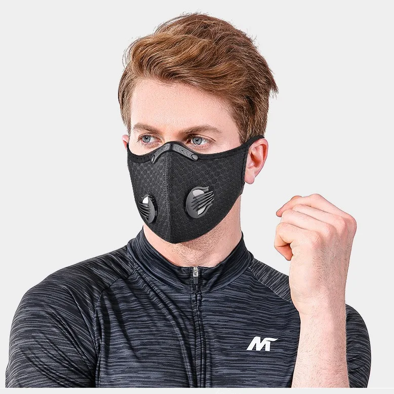 Reusable Washable Windproof Dust Mask with Breathing Valve and 5 Filter Chips for Cycling and Outdoor Activities