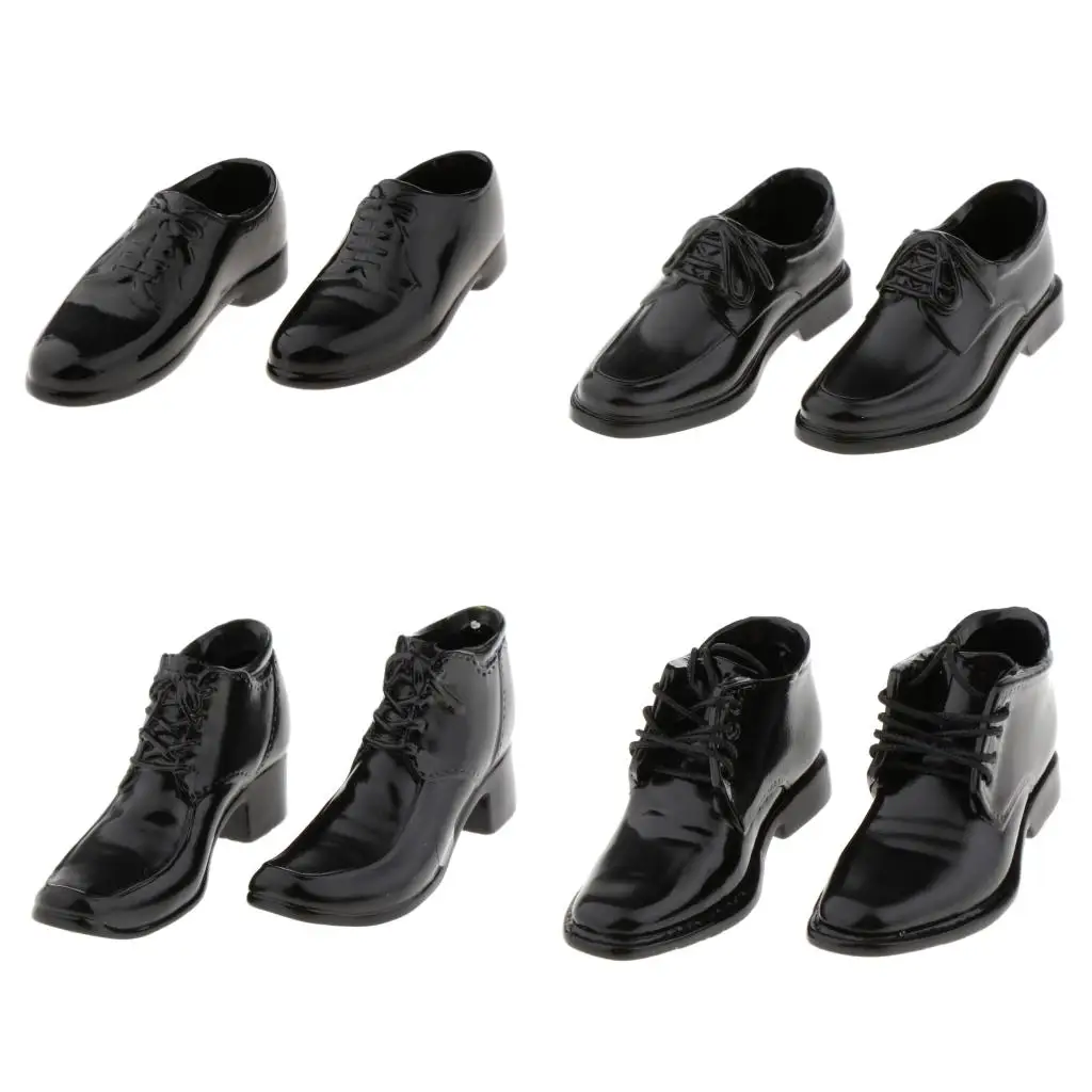 Custom 6:1 Scale Male Shoes Black Casual PU Leather Doll Garment Accessories