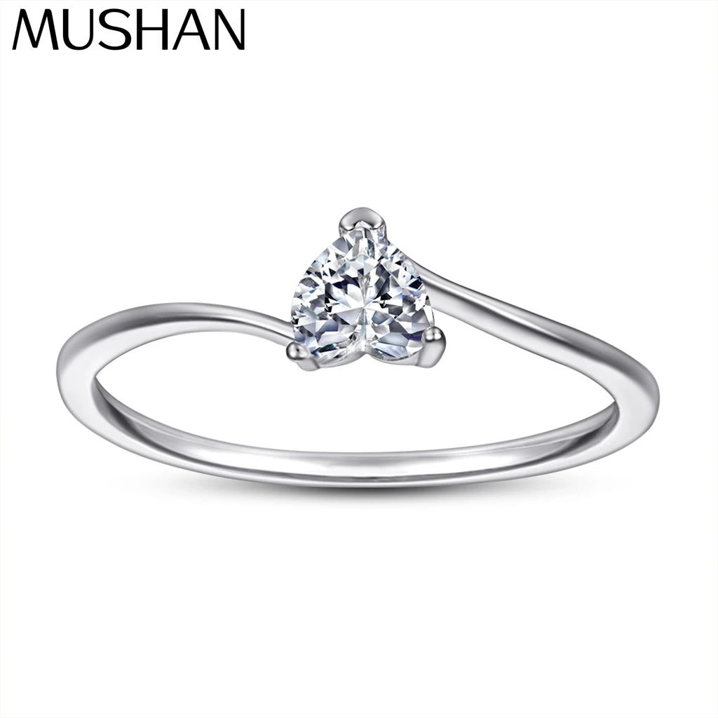 

MuShan Jewelry 925 Sterling Silver Romantic Rings Bands Ring 7A Cubic Zirconia Engagement Anniversary Rings Bands Women Gift