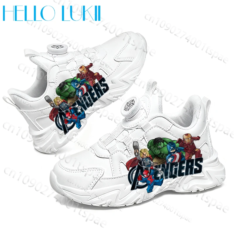 

Hot Selling Avengers Children Sneakers Popular Printing Graffiti New Model Design Simple Rotating Button Boys Girls Shoes Gift
