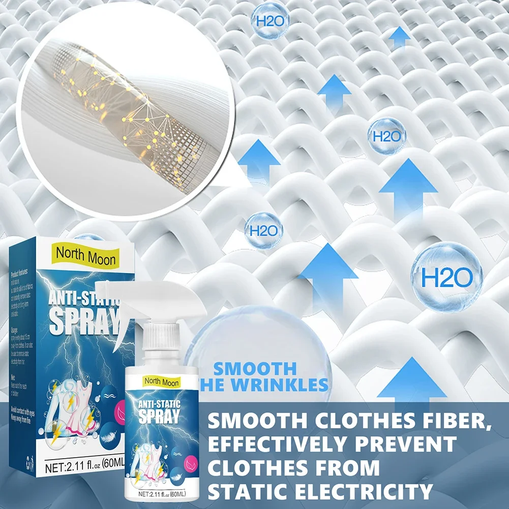 60 ML Wrinkle Release Spray Remove Static Clothing Spray Home Antistatic Spray Static Remover Sprays Clothes Supply Spray