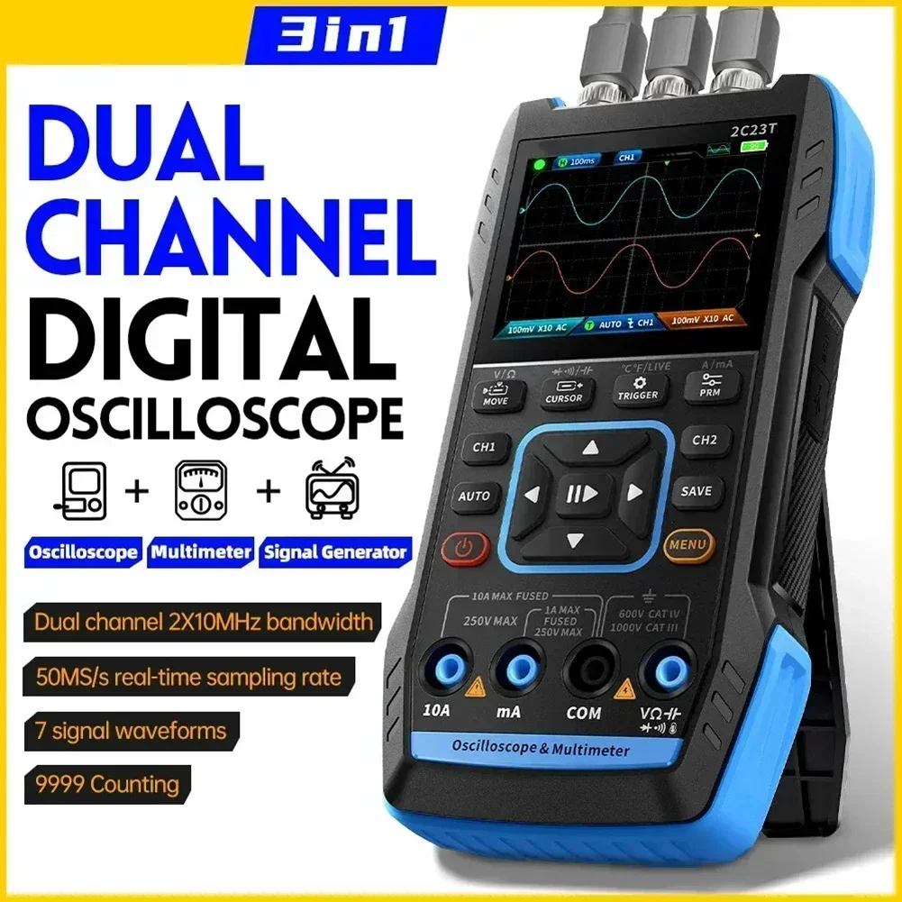 

Dual Channel 2C23T Handheld Digital Oscilloscope Multimeter Signal Generator Flexible and Precise Measurements