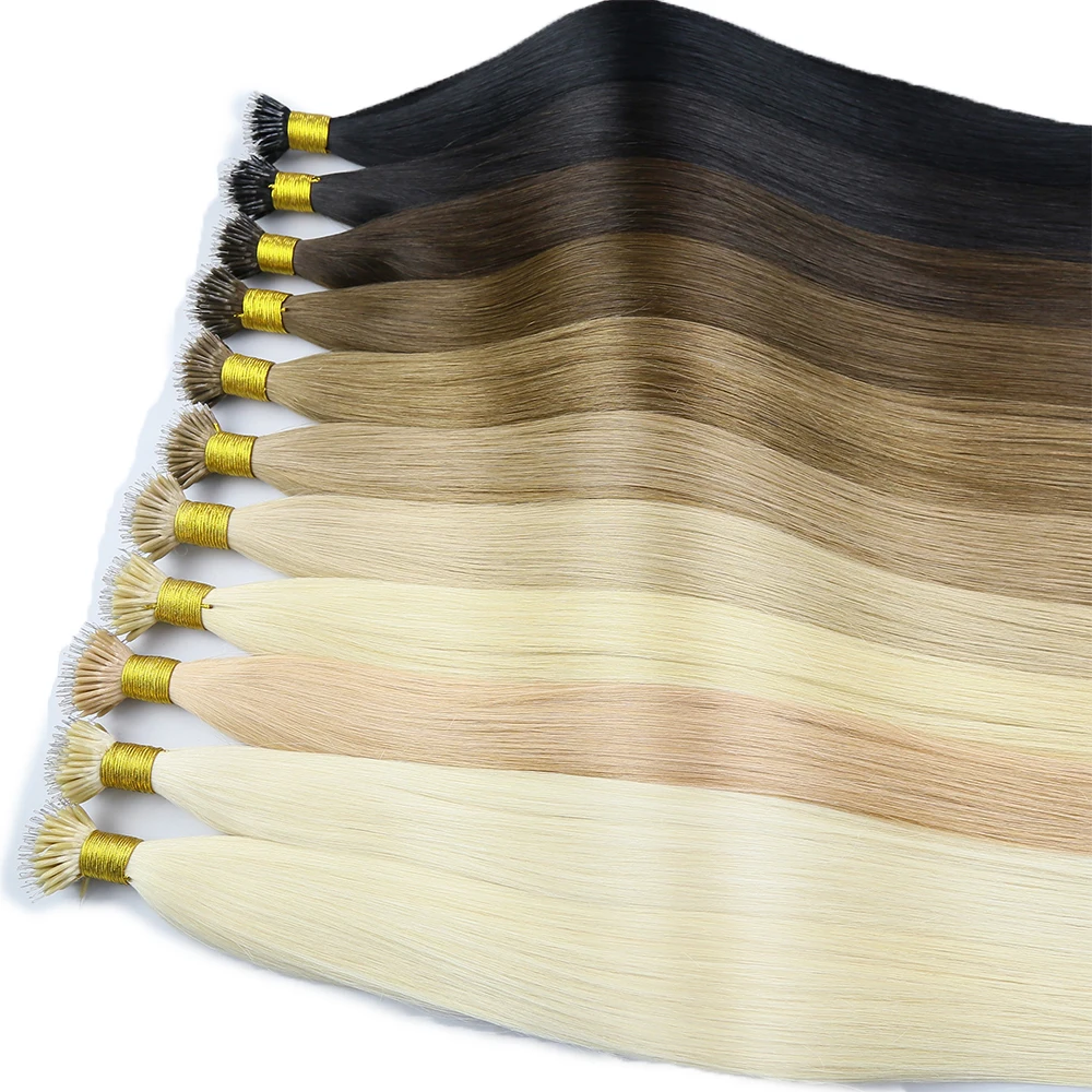 Nano Ring Hair Extensions Blonde Human Hair 14-24inch Nano Loop Human Hair Extensions 1g/s Keratin Hair Extensions