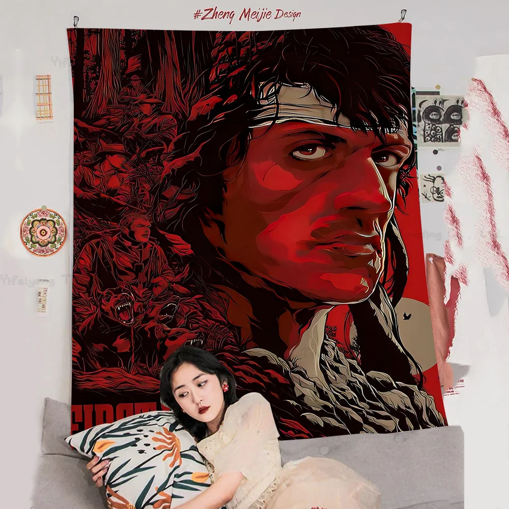 

Movie Rambo First Blood Cartoon Tapestry Art Science Fiction Room Home Decor Wall Hanging Sheets