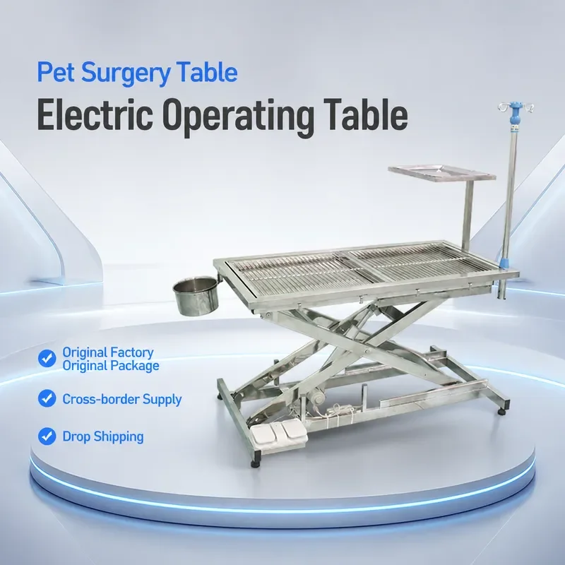 Electric Lifting Pet Grooming Table Stainless Steel Veterinary Care Operating Table for Dog Cat Beauty Hospital Use
