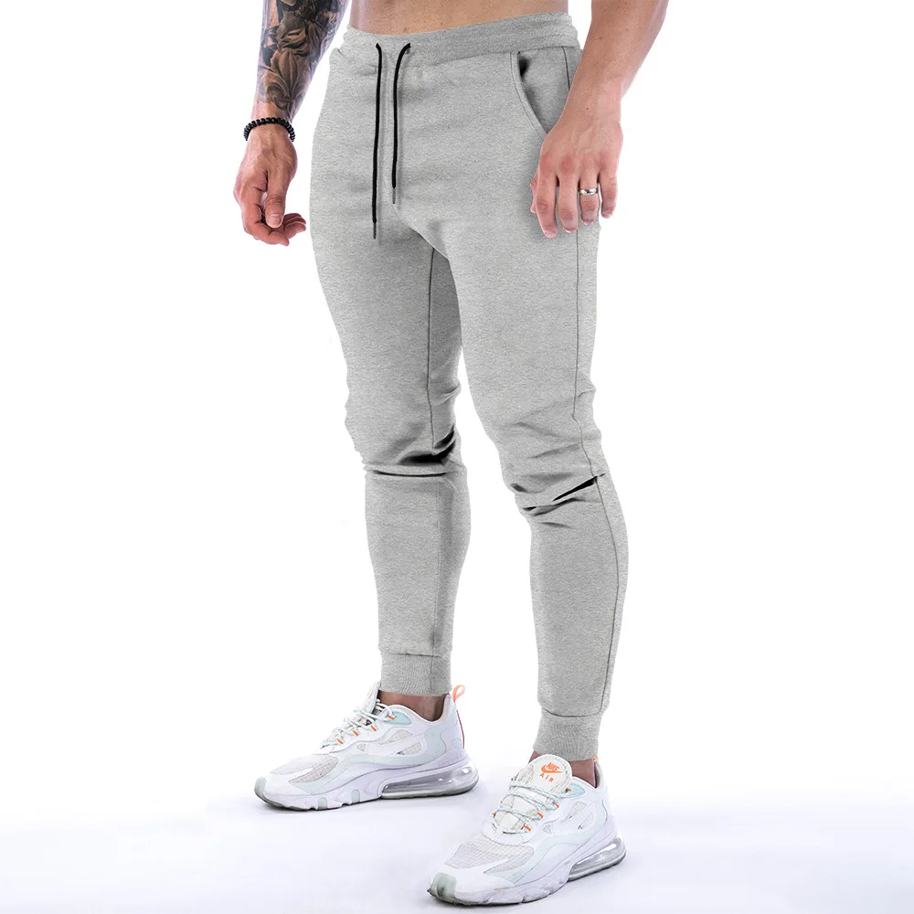 2021 new muscle fitness running training sports cotton trousers men's breathable Slim beam mouth casual health pants