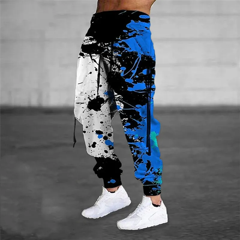 Graffiti Drawstring Long Men\'s Casual Sweatpants Joggers 3D Print Camo Trousers Mens Clothing Track Vintage Pants Clothes Man