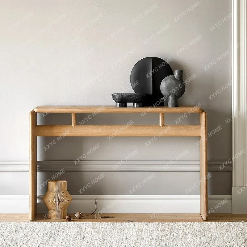 LImported White Oak Solid Wood Entrance Table  Wind Japanese Natural Wind Art Entrance Platform