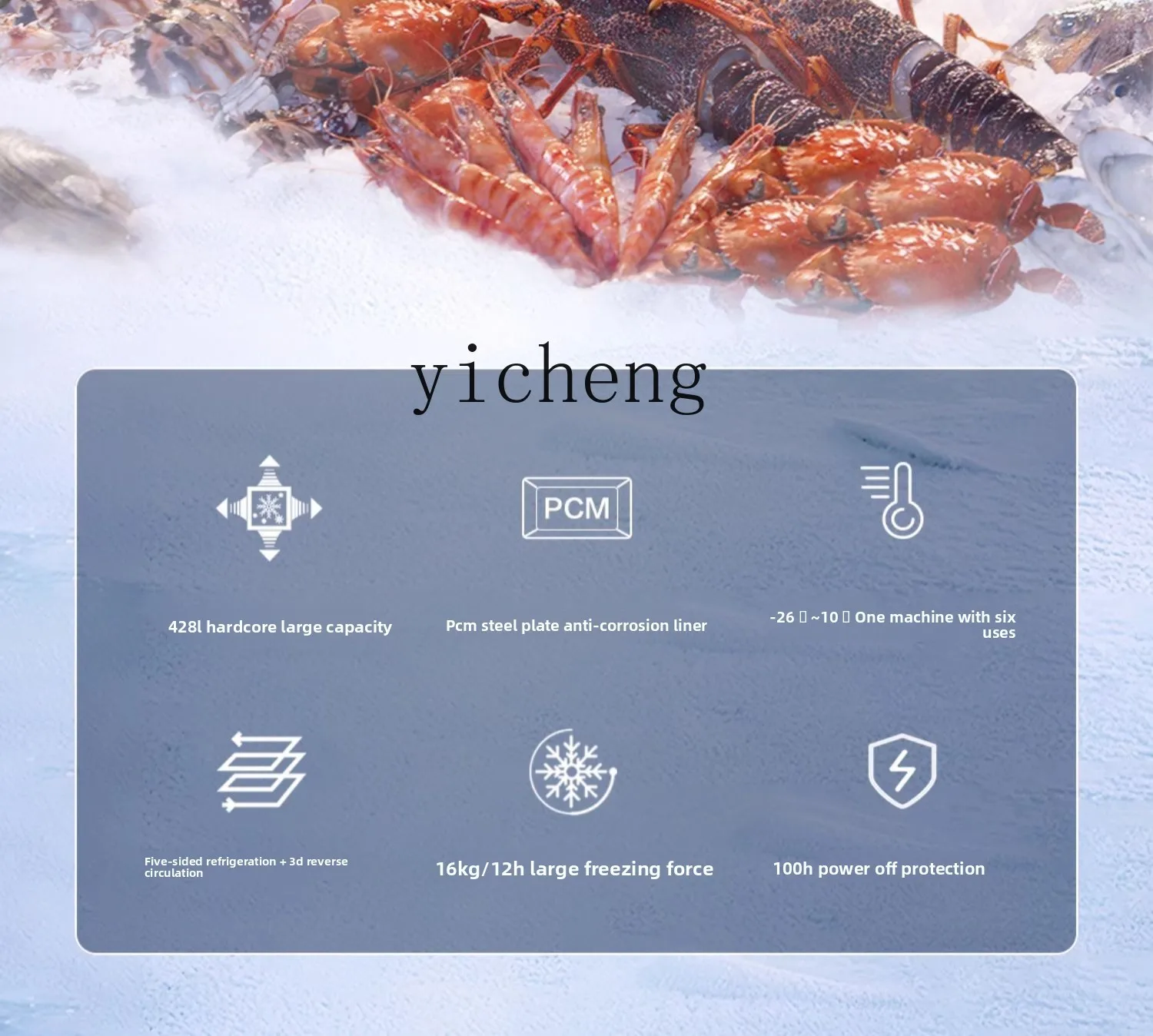 XL 428/518/718L فريزر ذو سعة كبيرة، فريزر منزلي وتجاري أفقي كبير، فريزر كامل للحفاظ على طازج #6