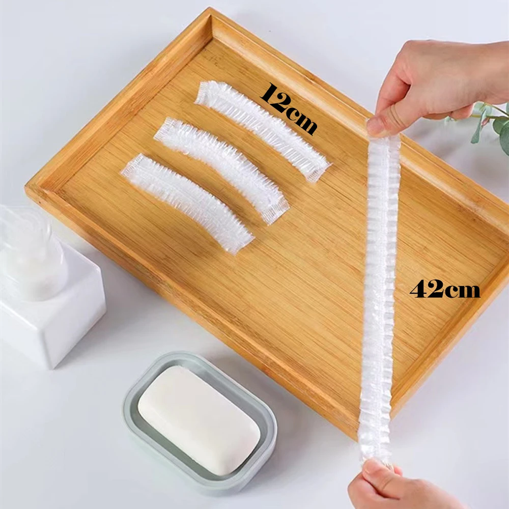 Thick Clear PE Disposable Shower Caps Plastic Elastic Hair Bath Cap for Women, Spa, Home Use, Hotel and Hair Salon, Travel