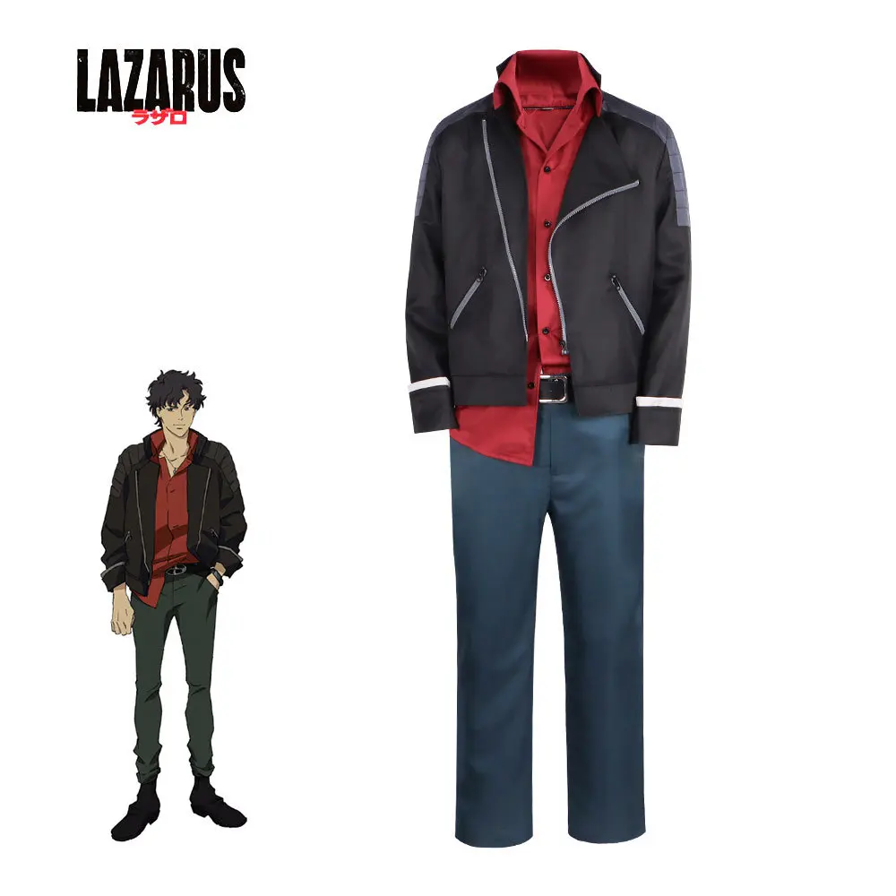 Akusel Cosplay Lazarus Costumes Slim Male Zipper Streetwear Cardigan Hoodies Set Anime Party Role-playing Suit Unisex Outfit 3XL