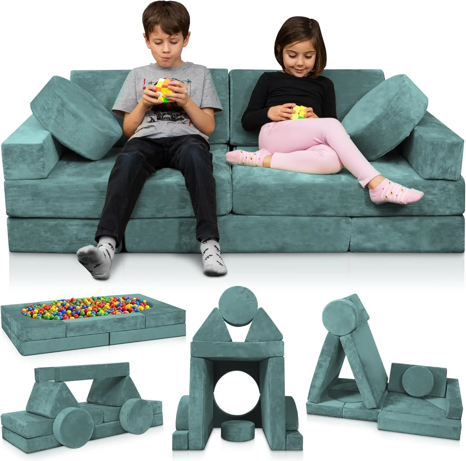 Sofa bermain anak-anak Modular, Sofa bagian anak, furnitur untuk kamar tidur dan ruang bermain untuk balita, busa konvertibel dan lantai