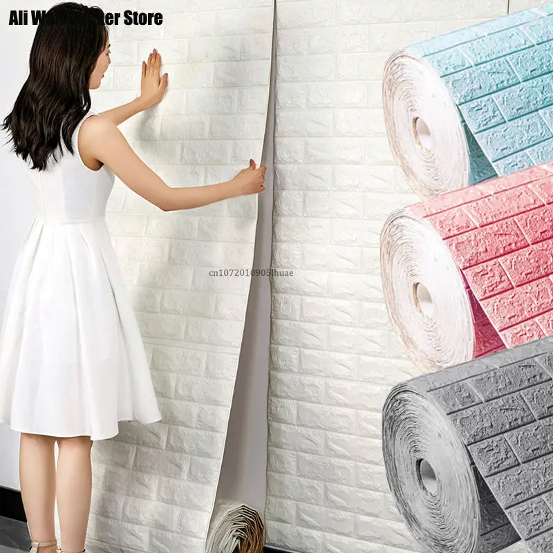 

3D Self-Adhesive Wallpaper 70cm*1m Continuous Waterproof Brick Wall Stickers Living Room Bedroom Children's Room Home Decoration