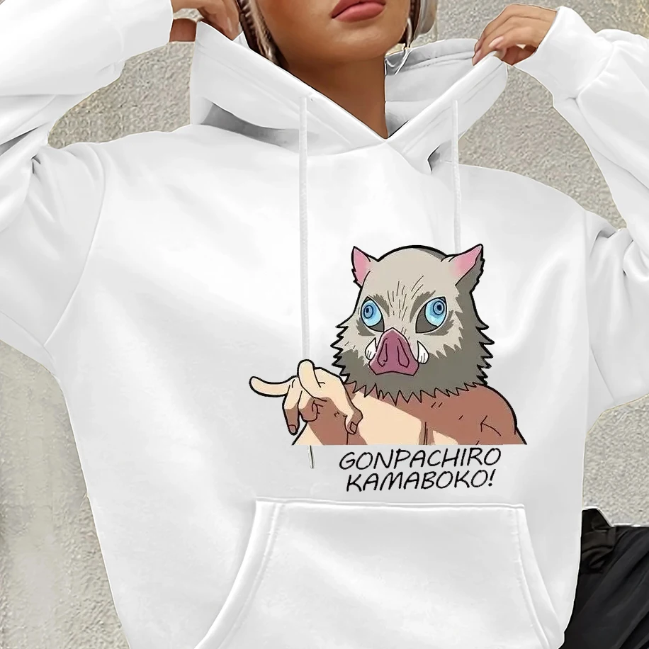 Harajuku Anime Demon Slayer Hashibira Inosuke Graphic Men Woman Hoodies Casual Ample Summer Unisex Clothing Funny Oversize Tops